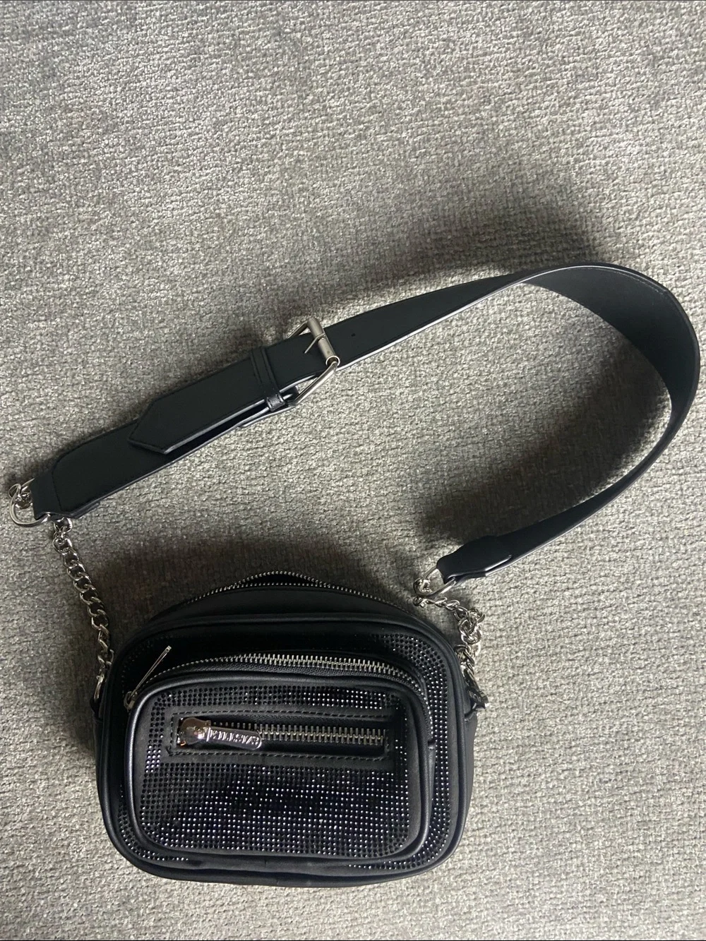 Killstar Black Crossbody Bag with Chain Accent